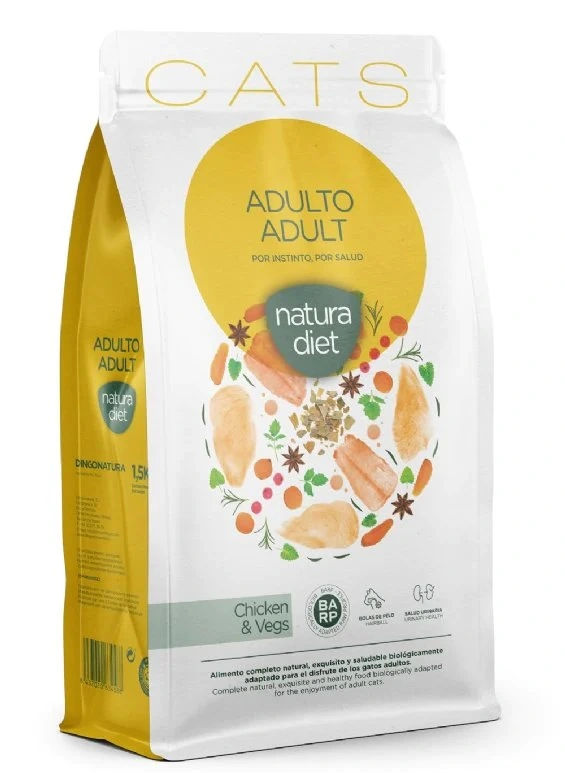 Natura Diet Kattefoder Adult Kylling 1,5 kg - afbalanceret tørfoder til voksne katte